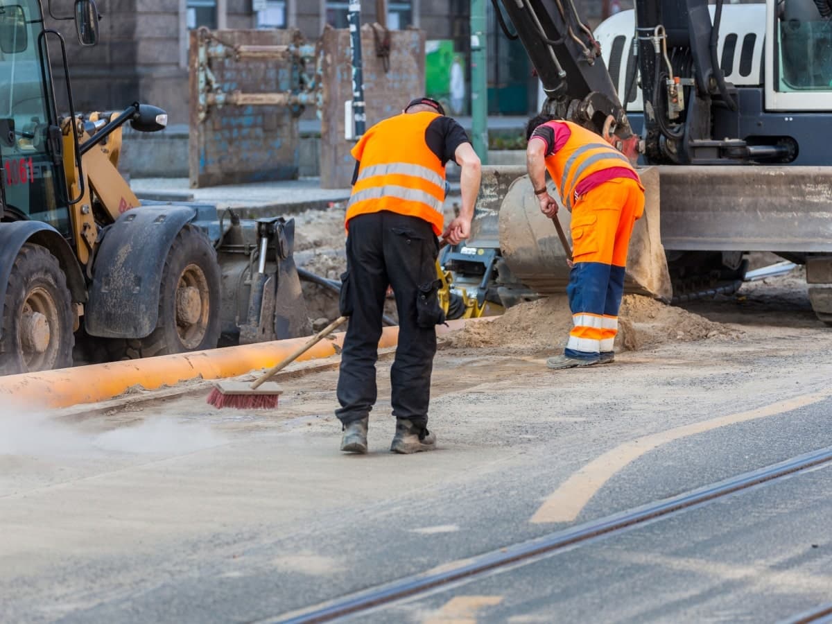 Professional post construction cleaning team working on a Dallas construction site